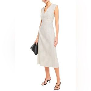 Sandro Paris Ivory/Cream Pinstripe Midi Dress (size EU 40)